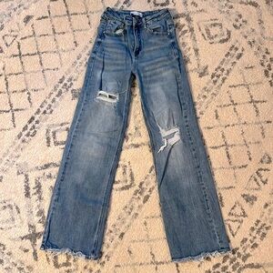 Risen High Rise Wide Leg Distressed Jeans Size 5/27